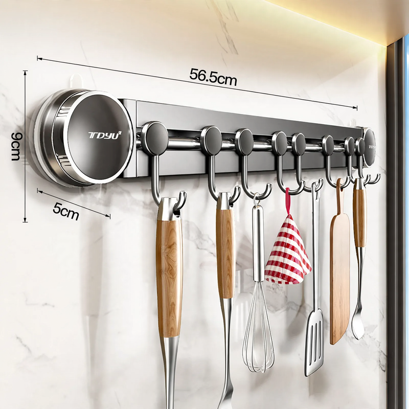 Wall-mounted shelf with hooks, 6–10 hooks