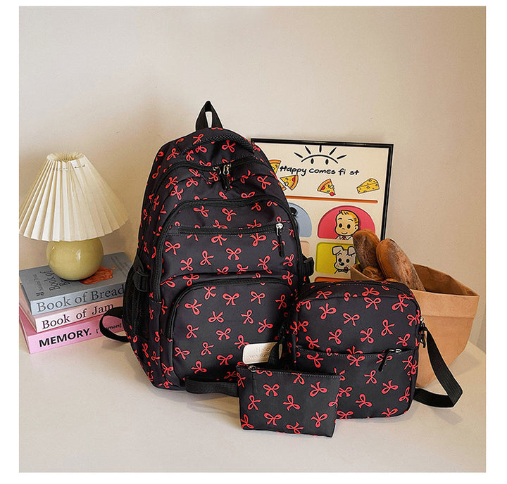 Three-piece backpack set made of nylon, large and versatile