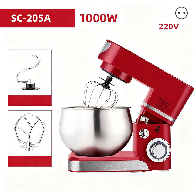 Kitchen machine 5 L, stainless steel, multiple plugs
