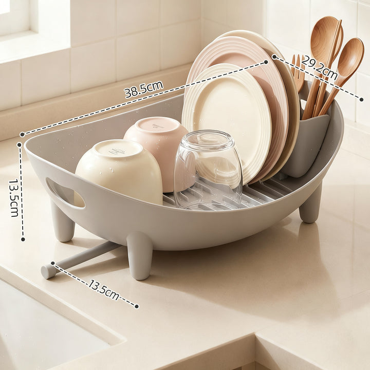 Dish drying rack with drip tray, plastic