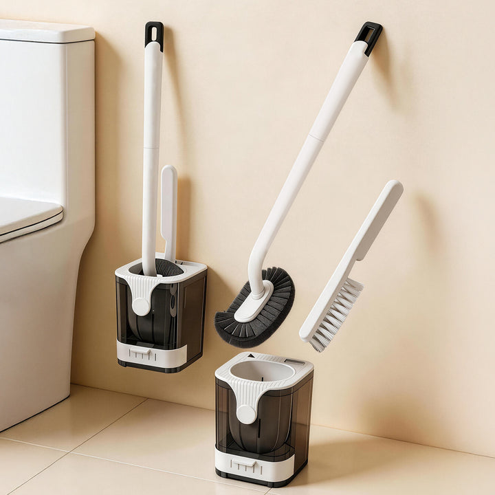 Toilet brush with holder, wall mountable