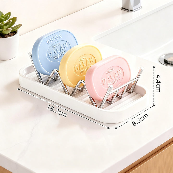 Soap dish made of stainless steel with shelf