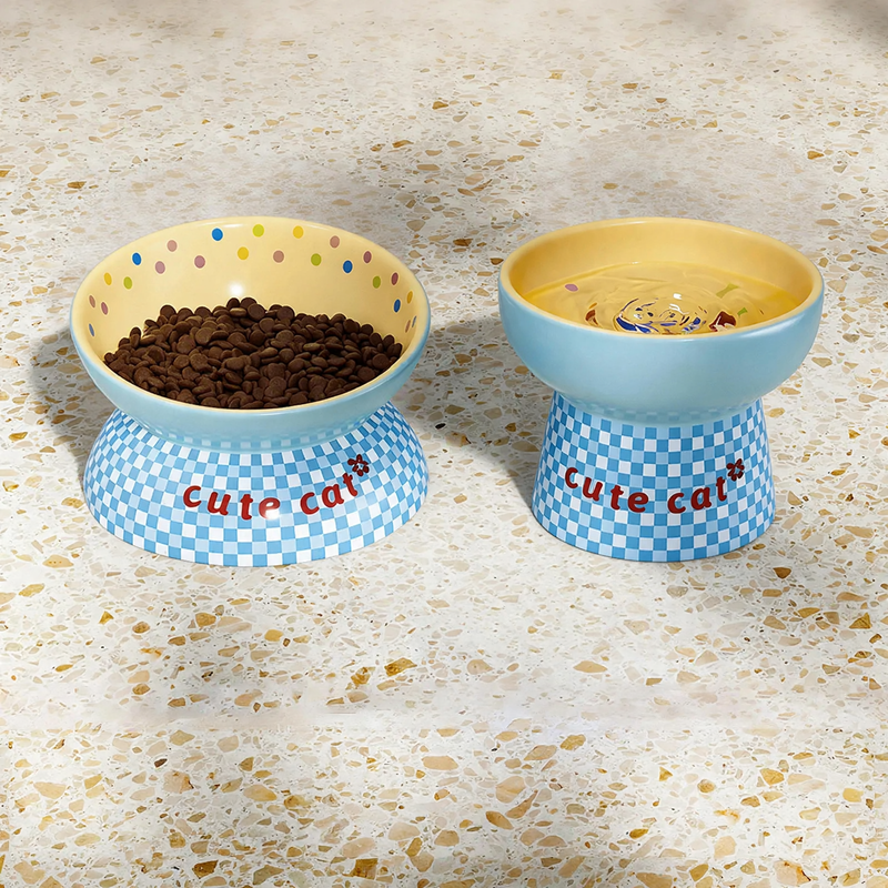 High-foot ceramic bowl for dogs and cats