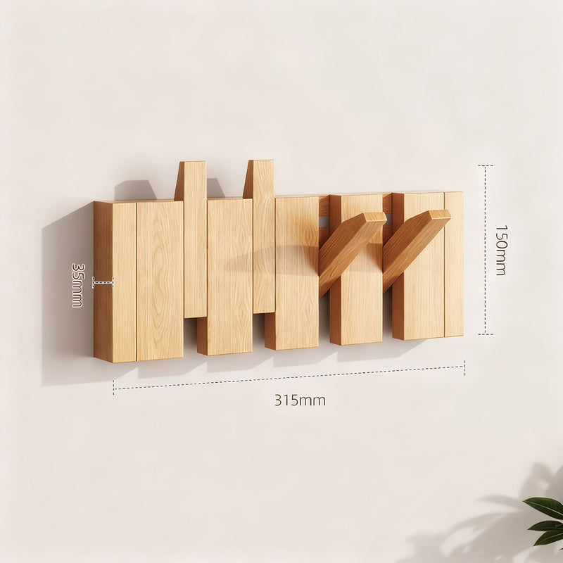Wood wall coat rack made of beech, 3–12 hooks