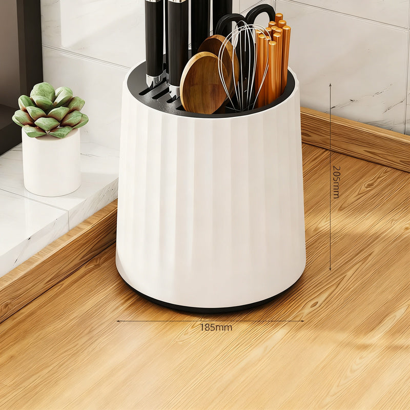 Rotating knife holder with cutlery compartment