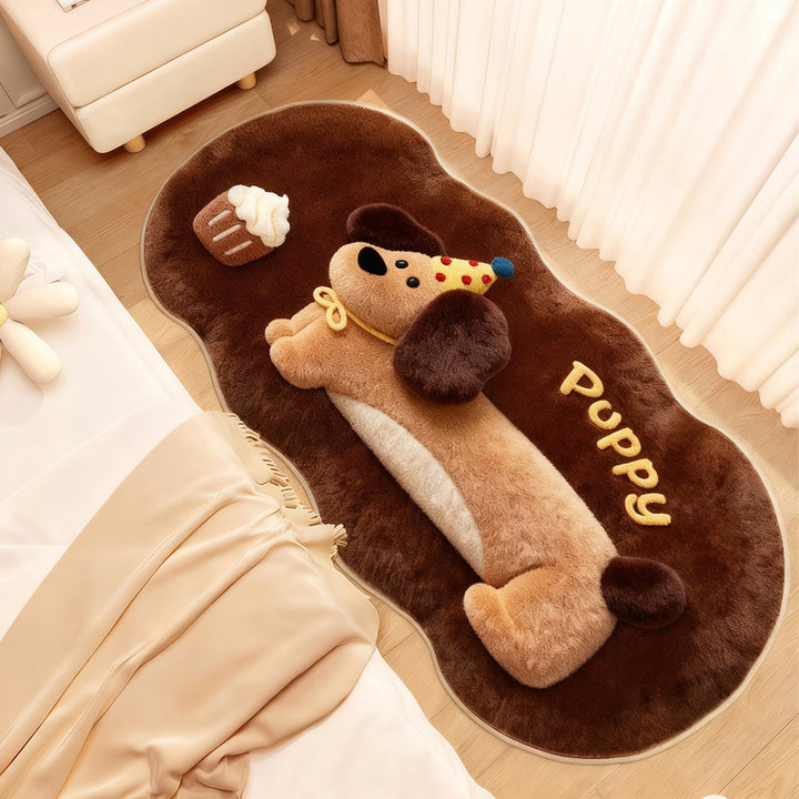 Animal motif bath mat, synthetic fur, washable