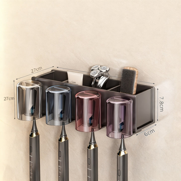 Toothbrush wall holder with toothpaste dispenser