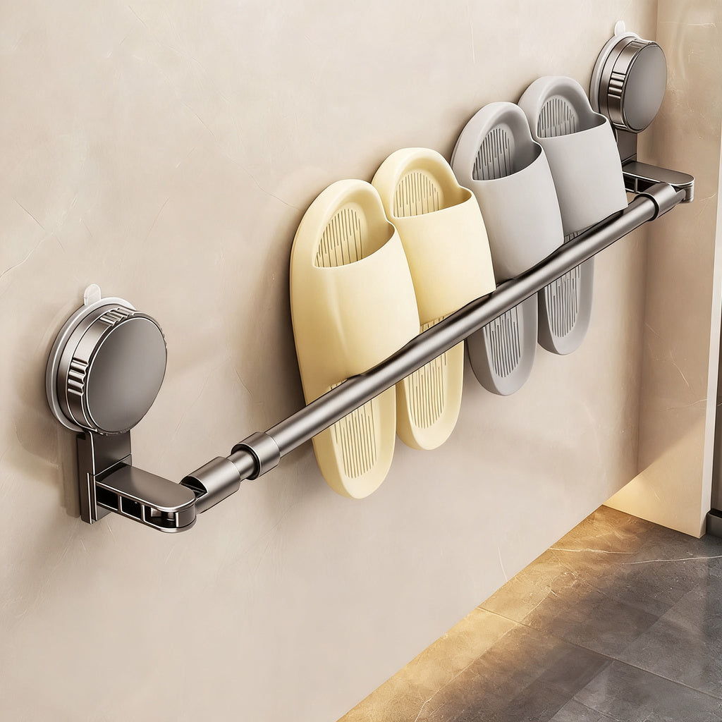 Wall-mounted slipper rack with suction cup, extendable