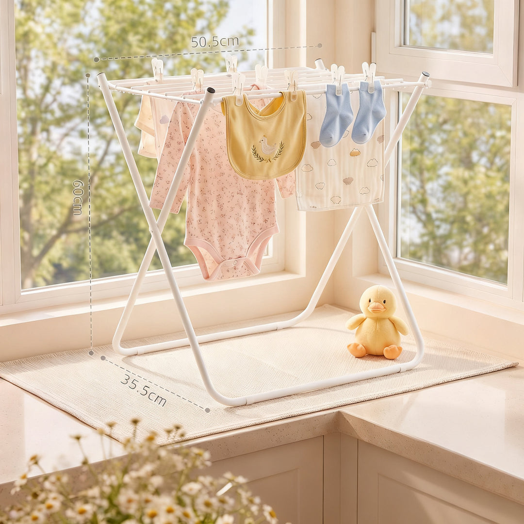 Foldable drying rack, double-layered, for balcony