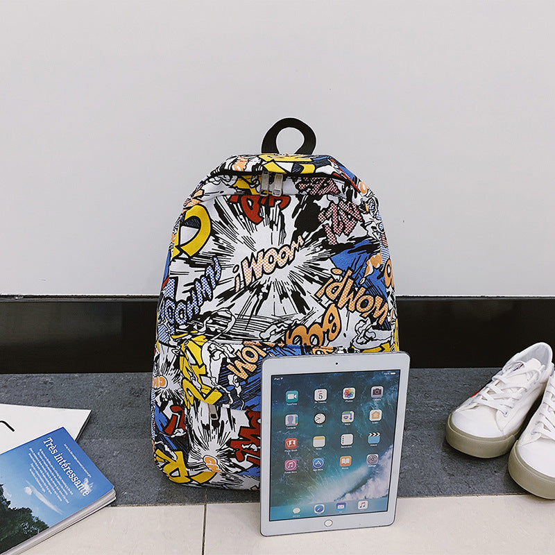 Canvas backpack with lettering design, under 20 L