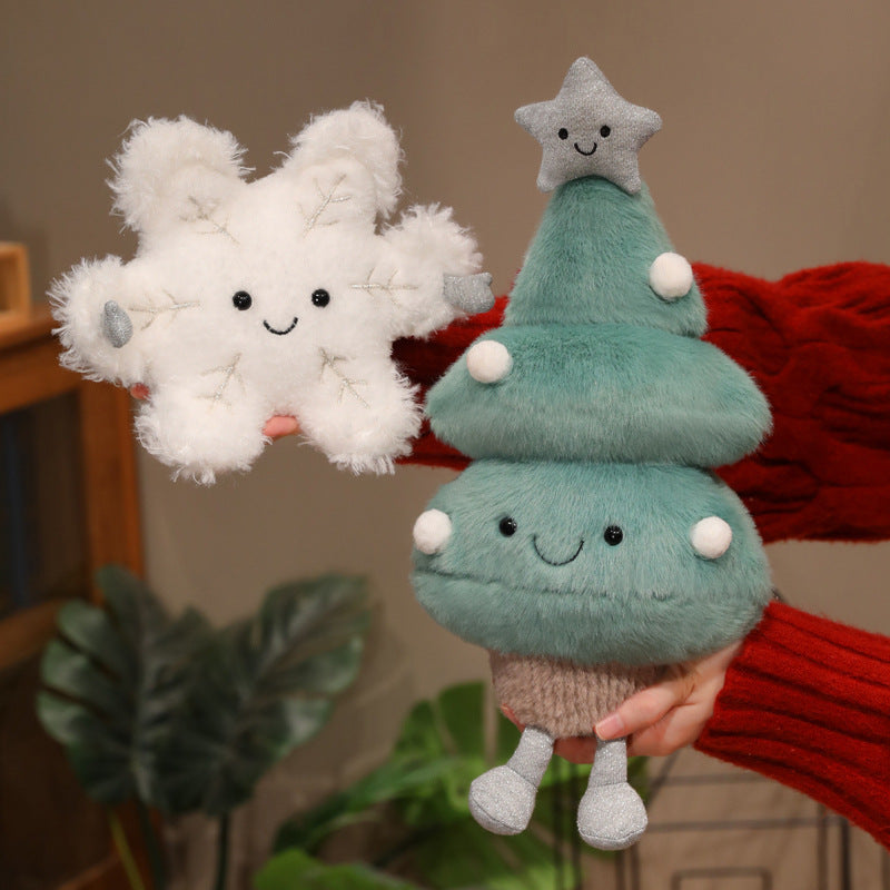 Christmas plush toys, Christmas tree, and snowflake