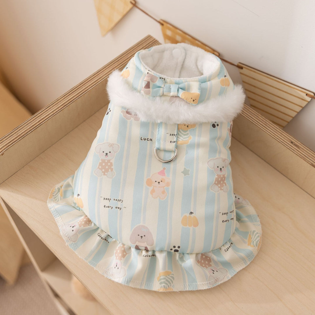 Warm dress for cats, peach skin and lambskin