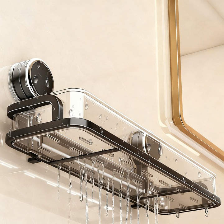 Bathroom shelf with suction cup without drilling