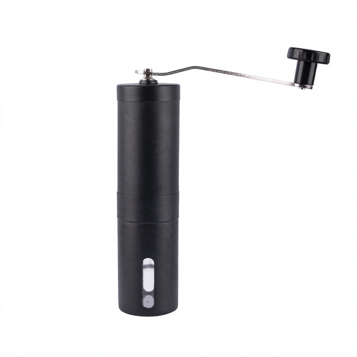 Hand-crank coffee grinder made of glass