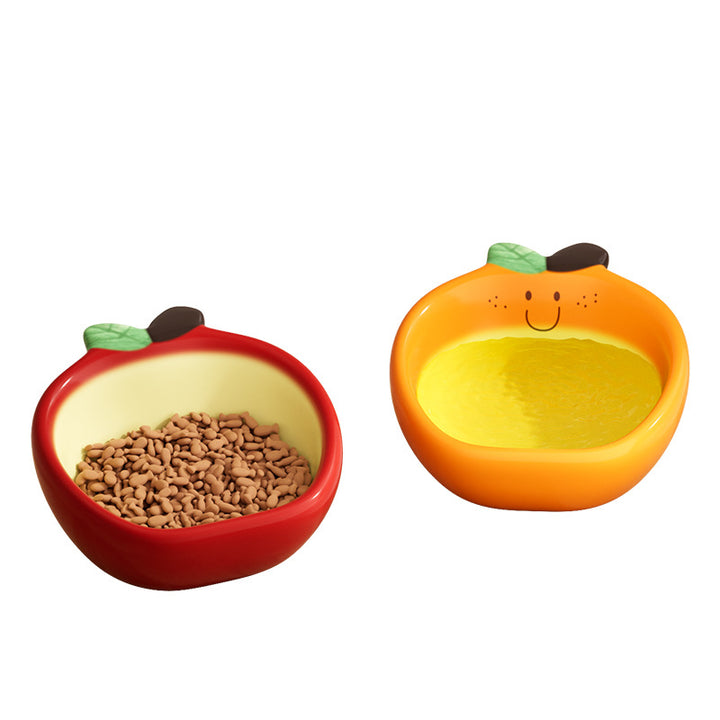 Ceramic bowl with fruit design for pets