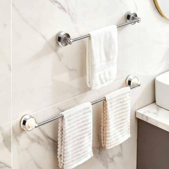 Telescopic suction cup towel bar for bathroom