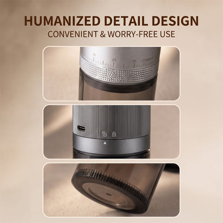Portable electric coffee grinder with battery