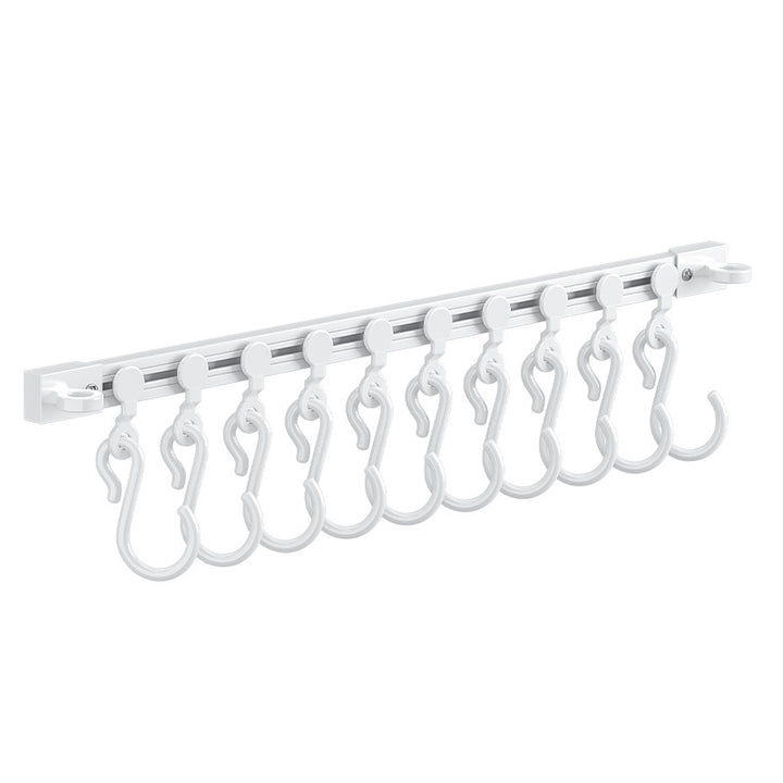 Track system with hooks for cabinet doors