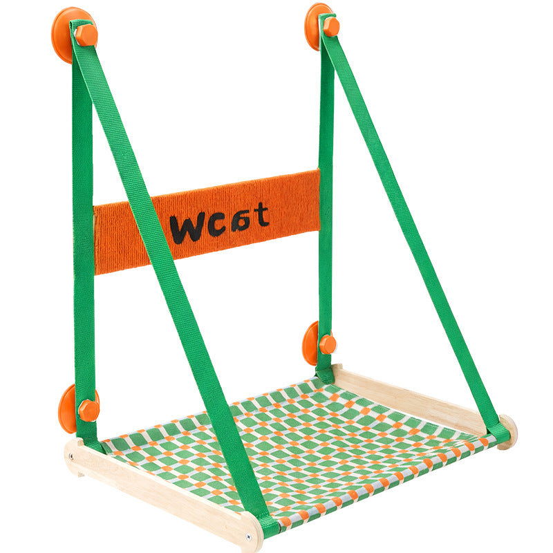 Hanging cat hammock with suction cup, handwoven, breathable