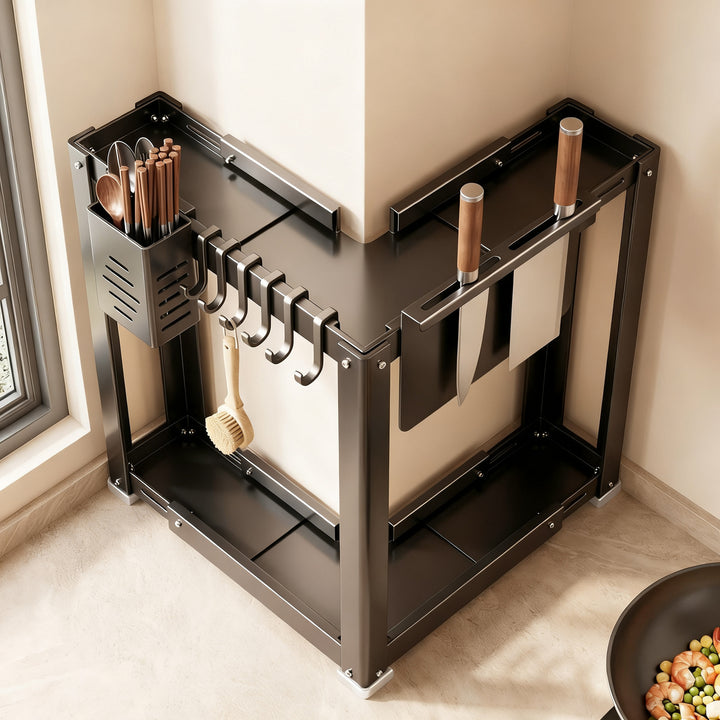 Corner shelf for kitchen, carbon steel, 2–3 levels