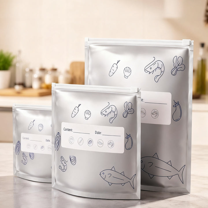 Aluminum freezer bags with zipper