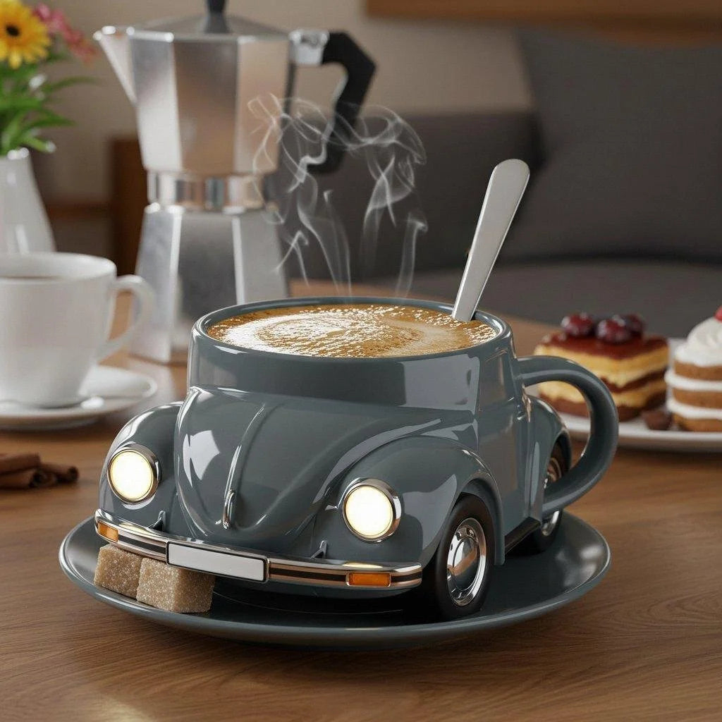 Kalsten | RetroCar Ceramic Coffee Mug – Unique 3D Design for Coffee & Tea