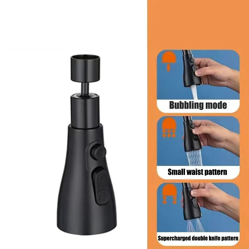 HydroFlex360 – Multifunctional 360°/720° Rotatable Kitchen Faucet Attachment with 3 Spray Types | Kalsten