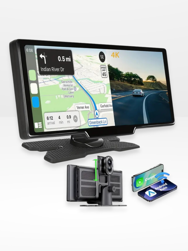 Kalsten | Wireless CarPlay Screen with Built-in 4K Dashcam & Optional Rear Camera – 10.26" IPS Display