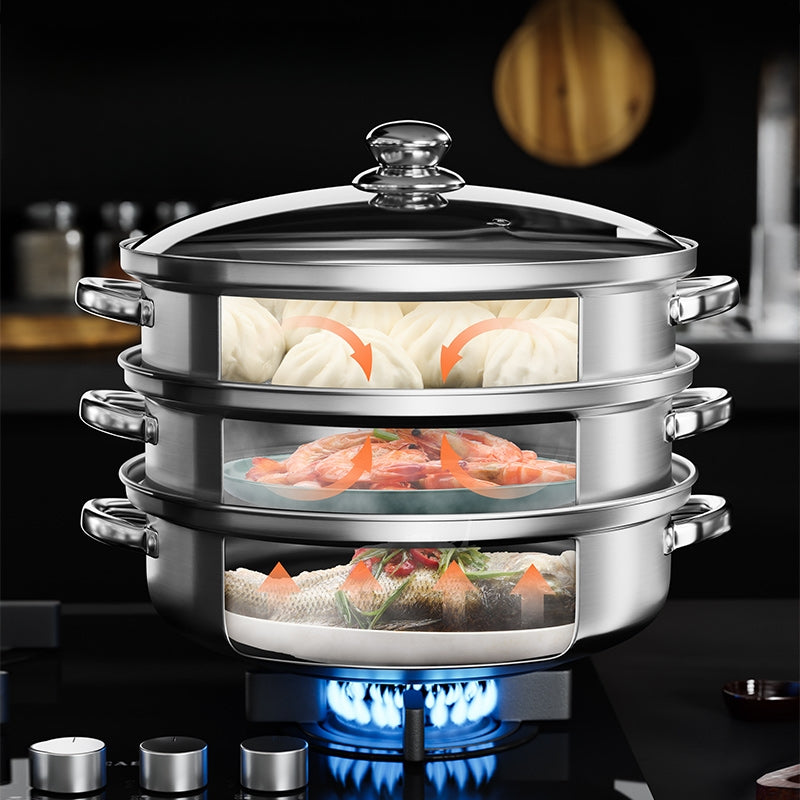 Kalsten | NutriSteam | 3-Tier Stainless Steel Steamer – Healthy Cooking Made Easy