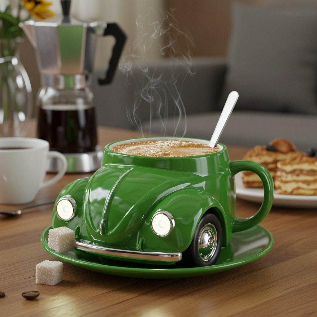 RetroAuto Ceramic Coffee Mug – Unique 3D Design for Coffee & Tea | Kalsten
