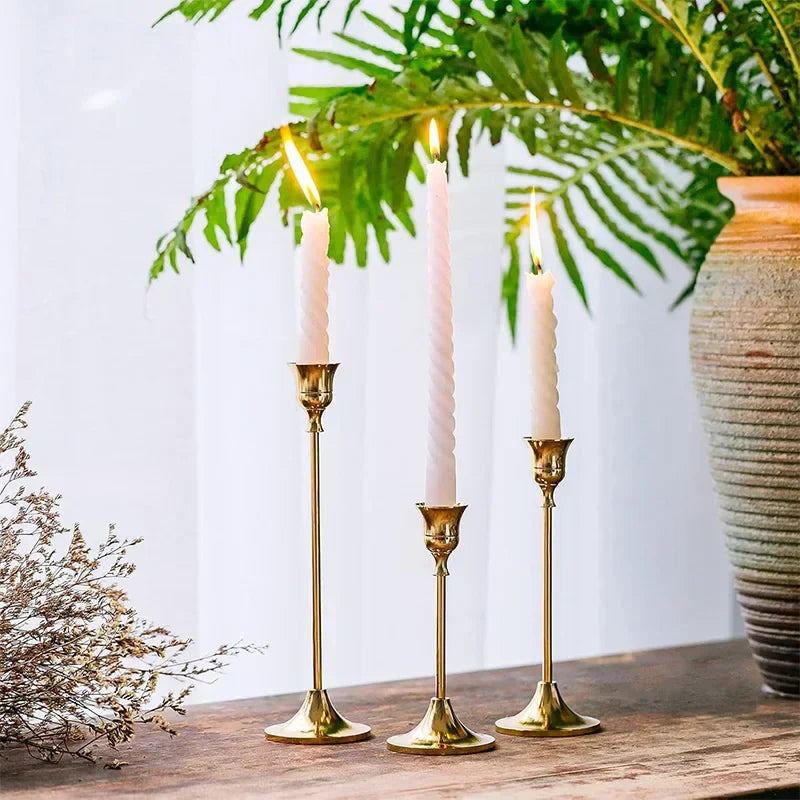 Gold Metal Candle Holders – Table Set Noxord