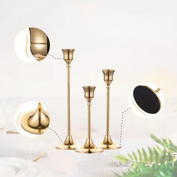 Gold Metal Candle Holders – Table Set Noxord
