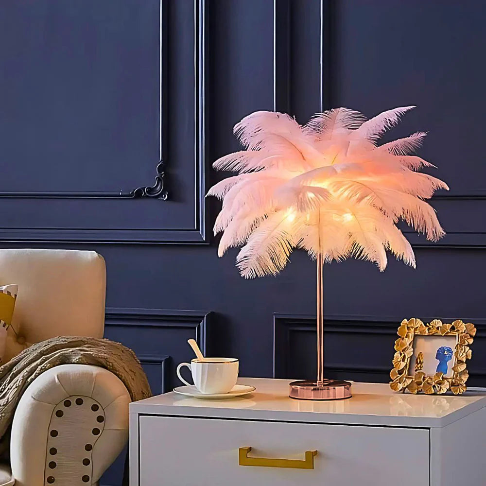Modern Feather Shade Table Lamp Noxord