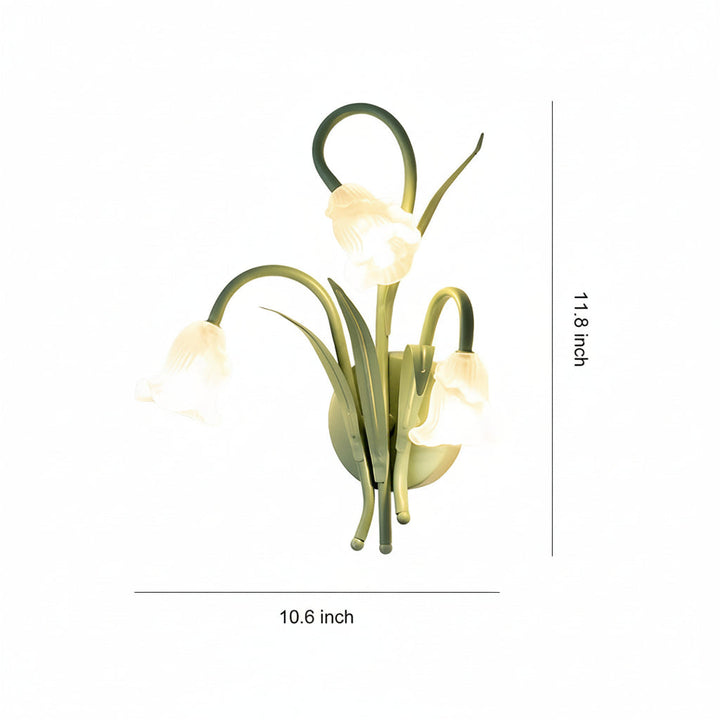 LED Wall Sconce Light – French Country Floral Green Iron Glass (30x27cm / 11.8x10.6in) | Noxord
