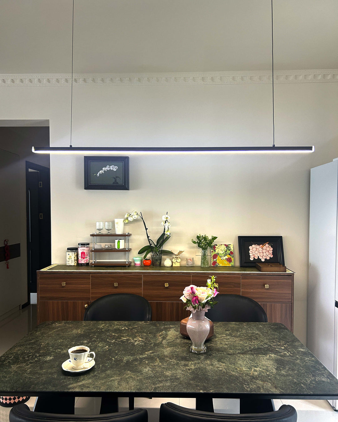 Linear Pendant Light Metal 39 in Adjustable Kitchen Island LED Warm White 3000K-6000K Modern Dining Room Hanging Lamp | Kalsten