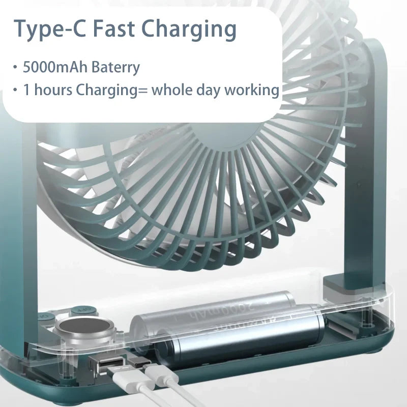Compact Rechargeable USB Desk Fan for Home, Office, and Outdoors | Kalsten