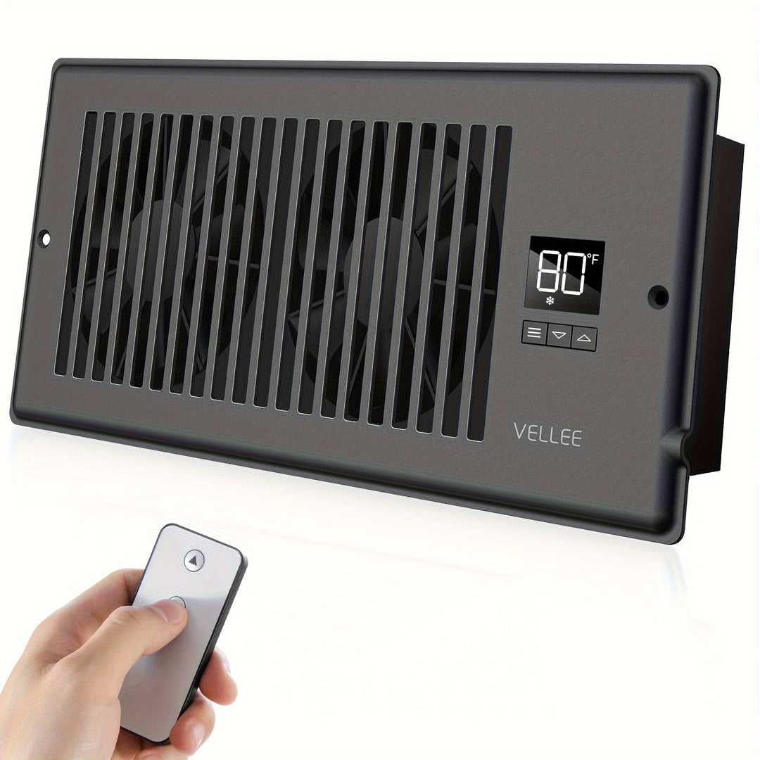 4" x 10" Smart Register Booster Fan – HVAC Building Supplies with Remote Control, Thermostat Control – Quiet Operation for Efficient Heating and Cooling | Kalsten