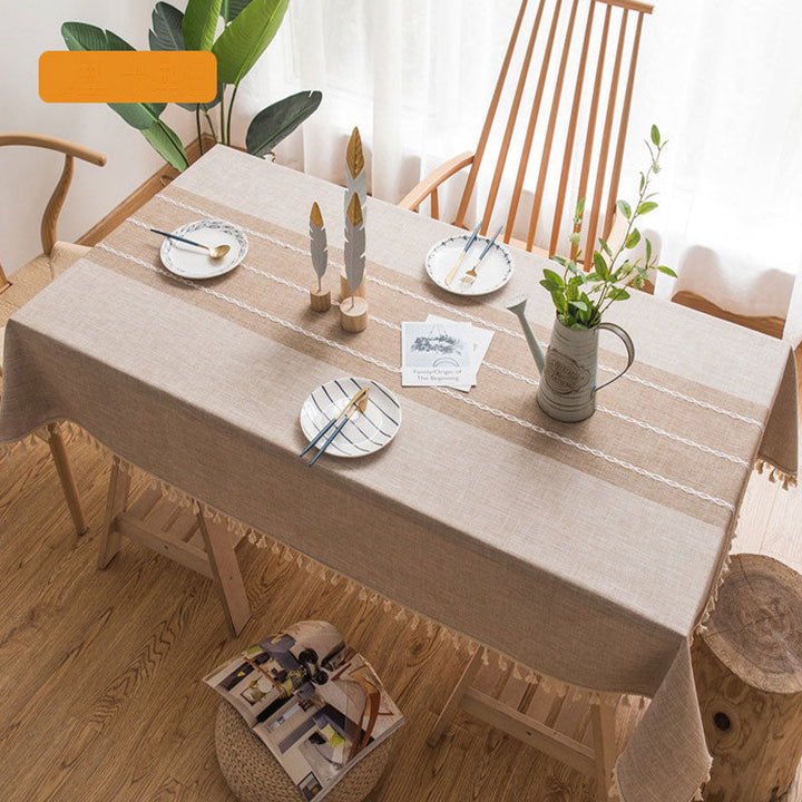 Kalsten | Waterproof Oil-resistant Rectangular Tablecloth Cotton Linen Wrinkle-resistant Tablecloth for Kitchen Dining Room Buffet Party