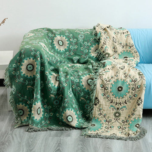 Reversible Cotton Sofa Cover Blanket – Soft, Durable Couch Covers for Home Decor, Machine Washable, Multiple Sizes Available