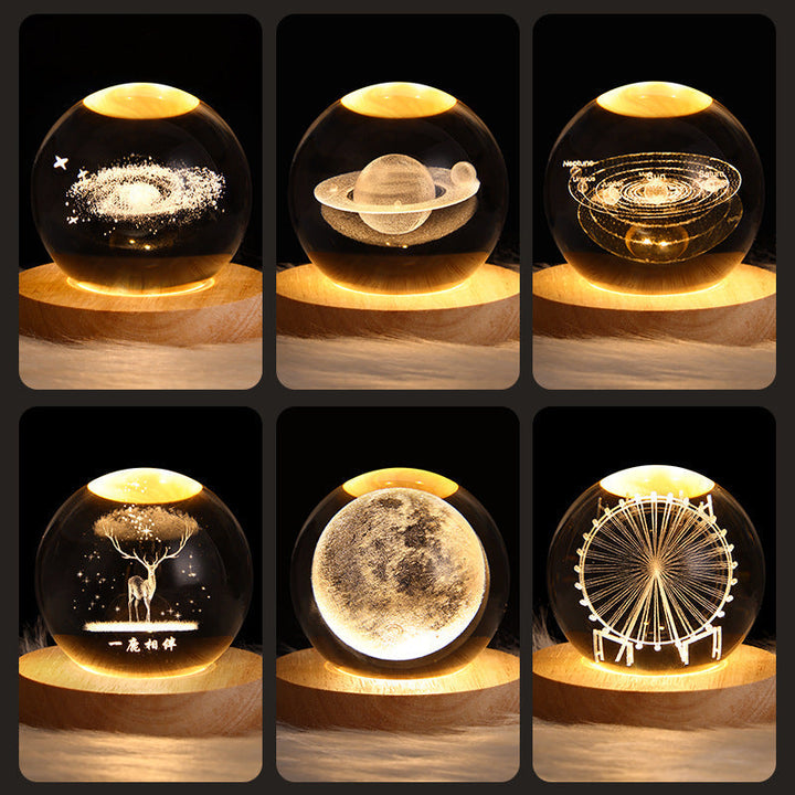 LED Night Light Galaxy Crystal Ball Table Lamp 3D Planet Moon Lamp Bedroom Home Decor For Kids Party Children's Birthday Gifts | Kalsten