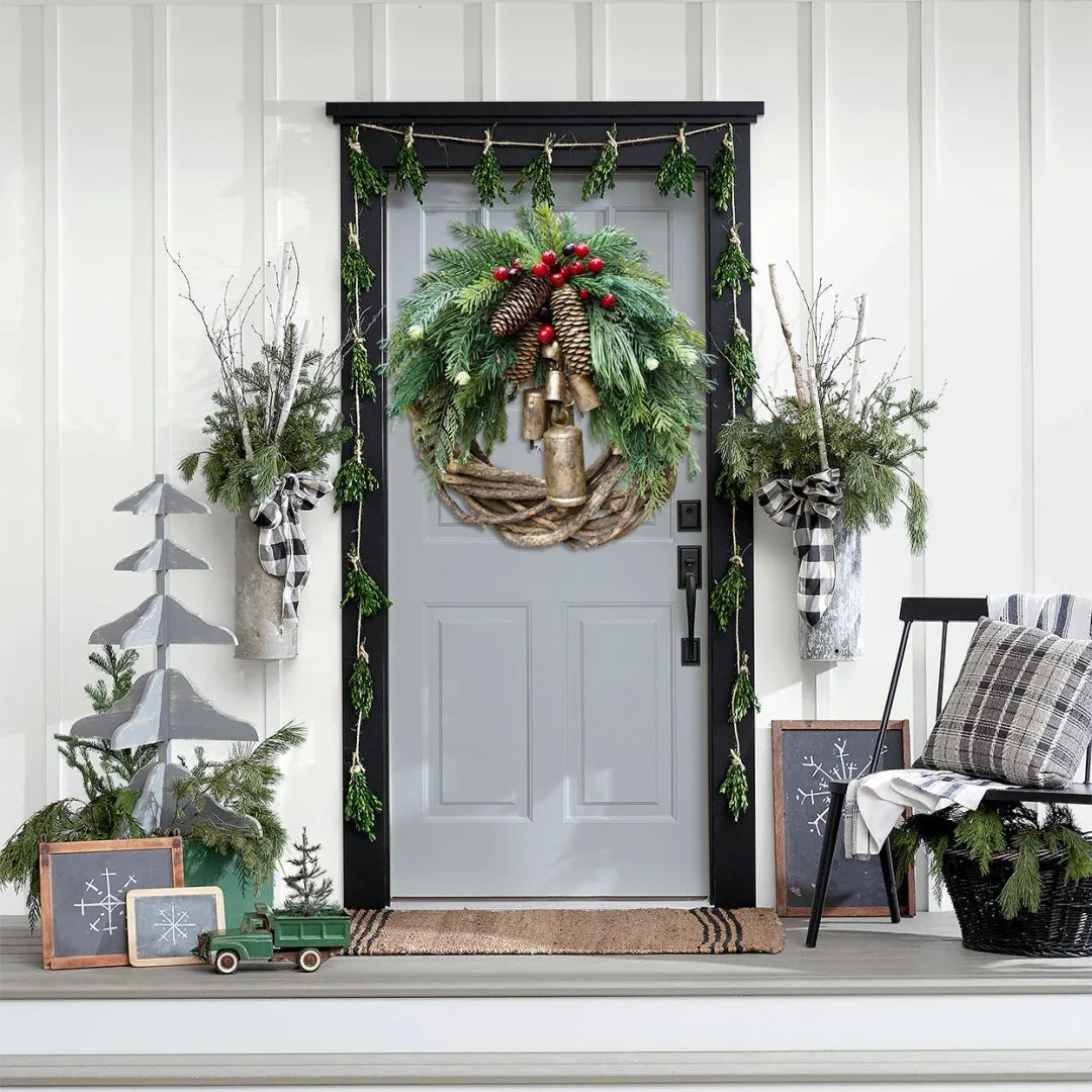 Rustic Boho Christmas Wreath with Pine Cones