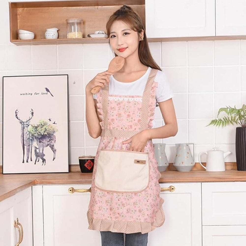 Floral Cotton Kitchen Apron Noxord
