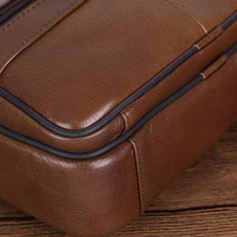 Noxord | Leather Men’s Shoulder Bag – Spacious Cowhide Bag with Adjustable Strap