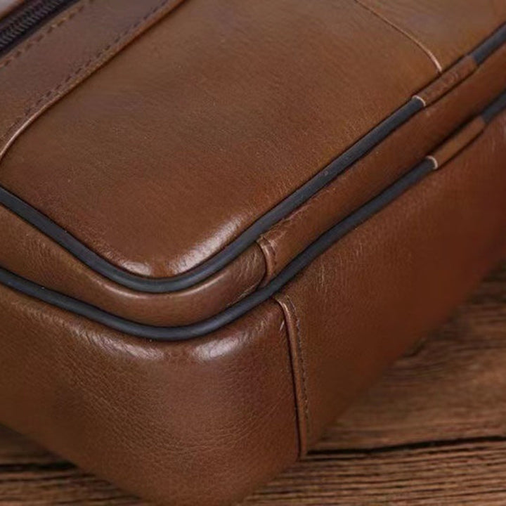 Noxord | Leather Men’s Shoulder Bag – Spacious Cowhide Bag with Adjustable Strap
