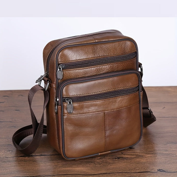 Noxord | Leather Men’s Shoulder Bag – Spacious Cowhide Bag with Adjustable Strap