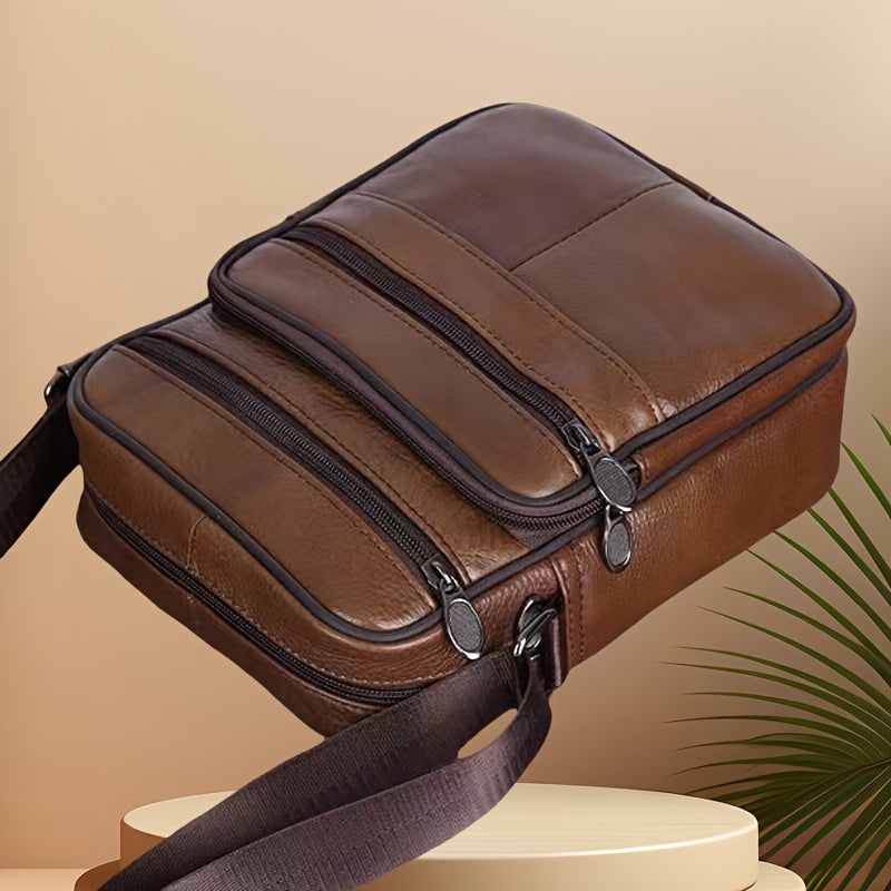 Noxord | Leather Men’s Shoulder Bag – Spacious Cowhide Bag with Adjustable Strap