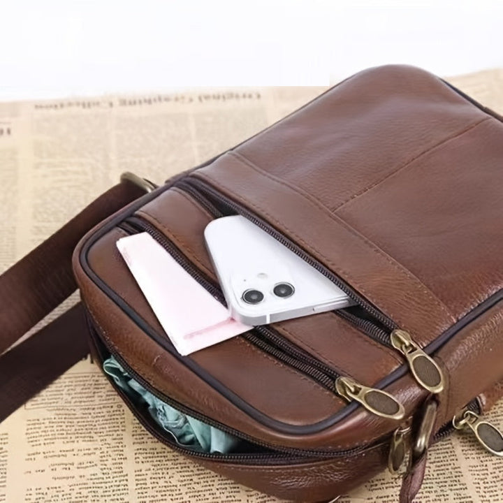Noxord | Leather Men’s Shoulder Bag – Spacious Cowhide Bag with Adjustable Strap