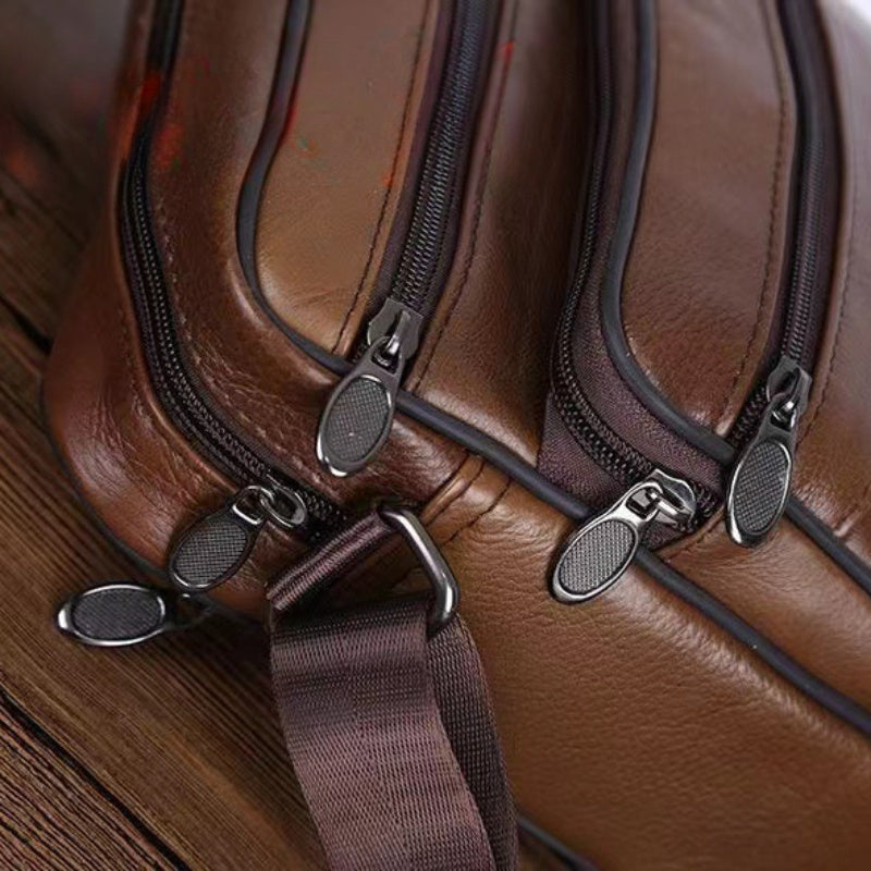 Noxord | Leather Men’s Shoulder Bag – Spacious Cowhide Bag with Adjustable Strap