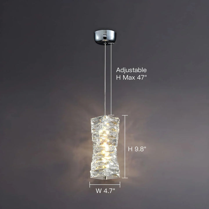 Pendant Light Crystal Stacked Glass 9.8 in LED Kitchen Island Dining Room Hanging Ceiling Fixture Modern Contemporary | Kalsten