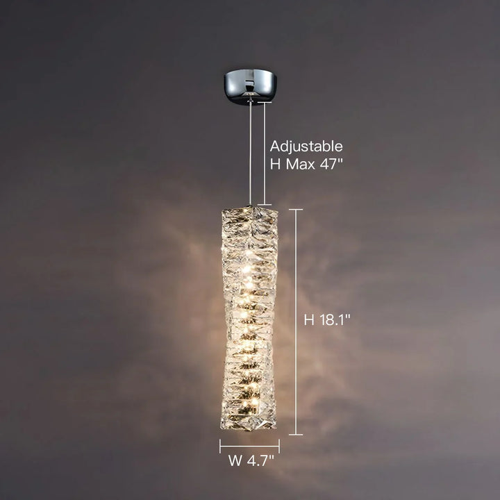 Pendant Light Crystal Stacked Glass 9.8 in LED Kitchen Island Dining Room Hanging Ceiling Fixture Modern Contemporary | Kalsten